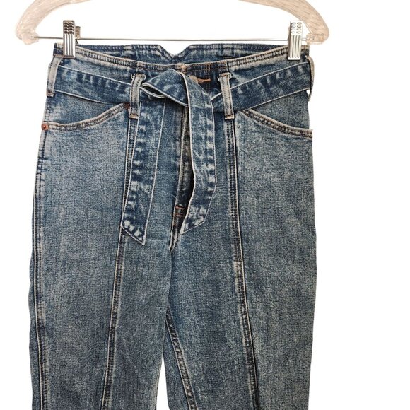 Abercrombie & Fitch Ultra High Rise Mom Jeans Belted Acid Wash Sz 26 2S (26x23") - Picture 6 of 14